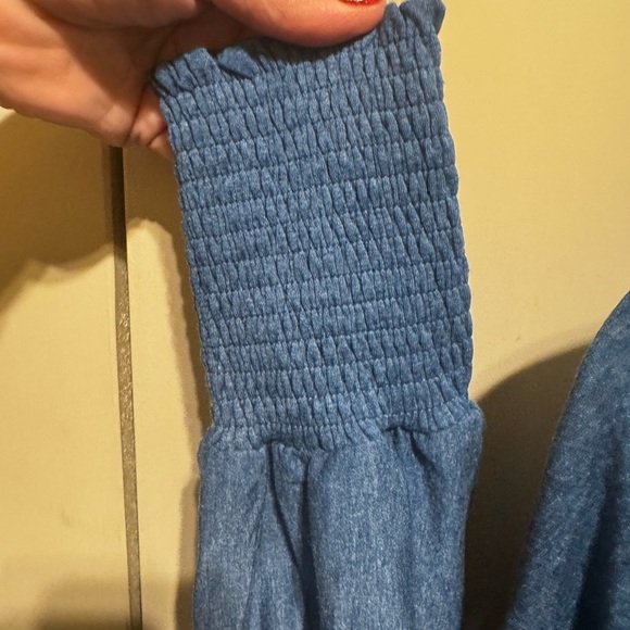 Sucolan Blue Women’s Oversized Fall Fashion Trendy Shirt Ruffle Long Sleeve Sz L - Picture 9 of 13